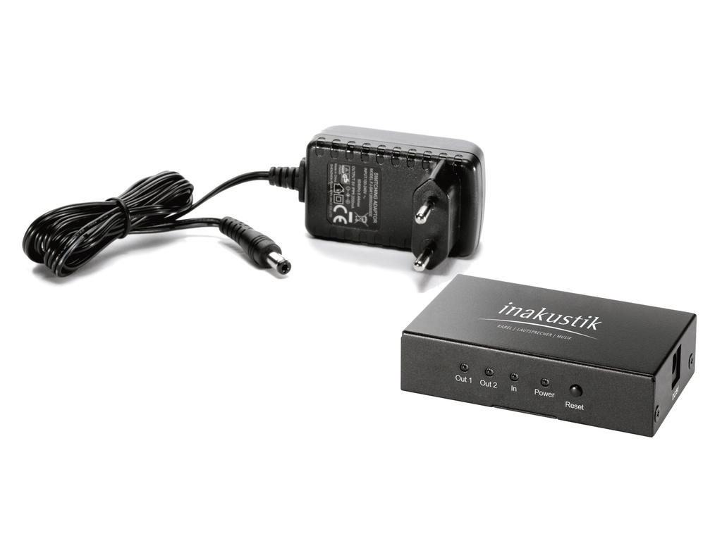 In-akustik Premium HDMI splitter 1&lt;2 – UHD 18.2 Gbps